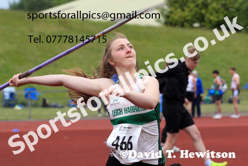Womens under-20s javelin, 2022 Northern Senior and Under-20 Champs., Wavertree Athletics Centre, Liverpool. Photo: David T. Hewitson/Sports for All Pics